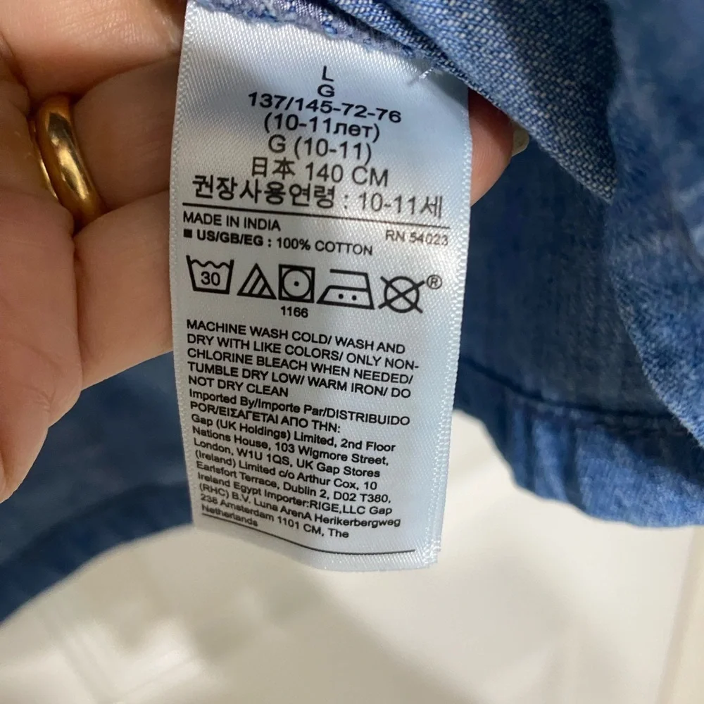 NWT GAP Blue Denim Kids Dress size L
